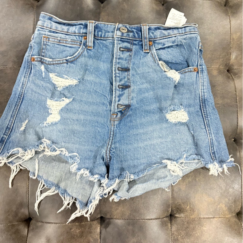 Abercrombie & Fitch Light Blue Distressed Jean Shorts